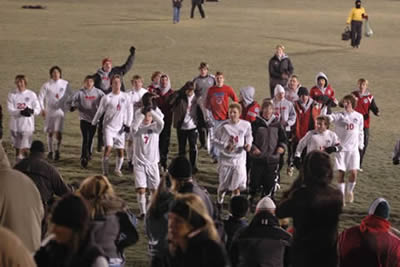 The Falcons thank the crowd after a 2-1 win over DeSmet. Image courtesy of SGFsoccer.com